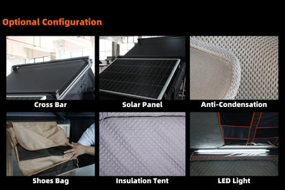 Aluminum Four-Person Rooftop Tent, Hard Shell, Closed Size 212x131x19 cm