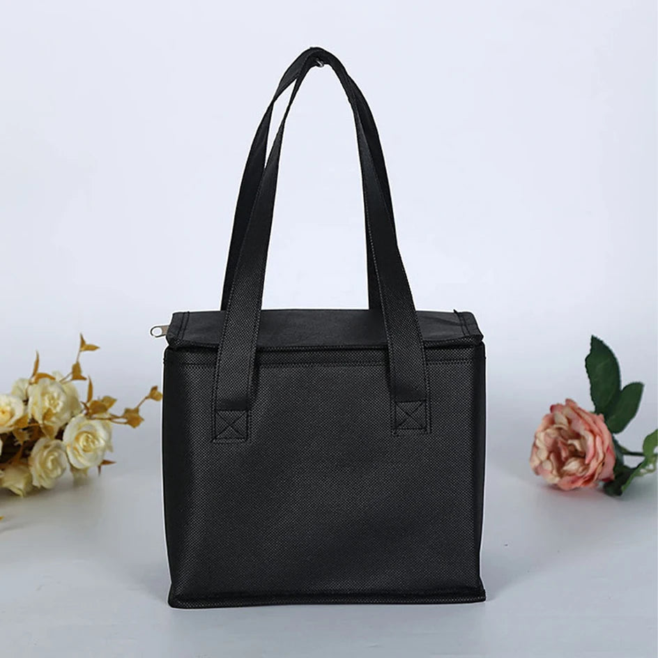 Insulated Portable Lunch Bag, Foldable Picnic Thermal Bag, 21x14x17 cm