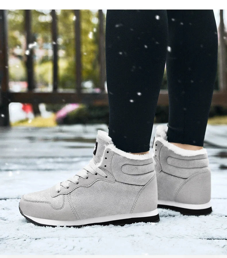 Winter Snow Boots Men Plush Warm Women Boots Suede Leather Ankle Boot Comfortable Light Couple Waterproof Sneakers Big Size 48