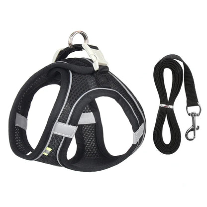 Dog And Cat Harness Vest Set, Adjustable Nylon Reflective
