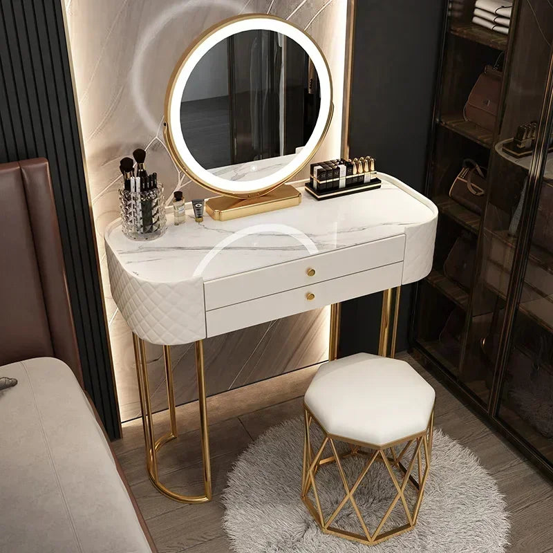Makeup Luxury Dressing Table Mirror Led Light Salon White Dressing Table Storage Bedroom Comoda Pra Quarto Home Furniture