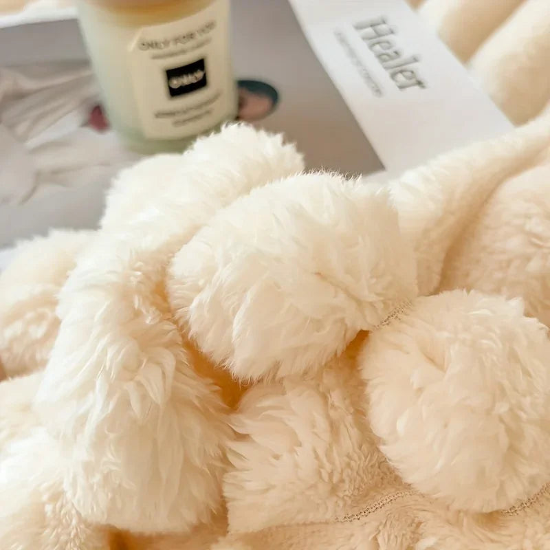 Luxurious Faux Rabbit Fur Throw Blanket – Soft & Cozy for Couch, Bed, Office, Travel, Perfect All-Season Gift