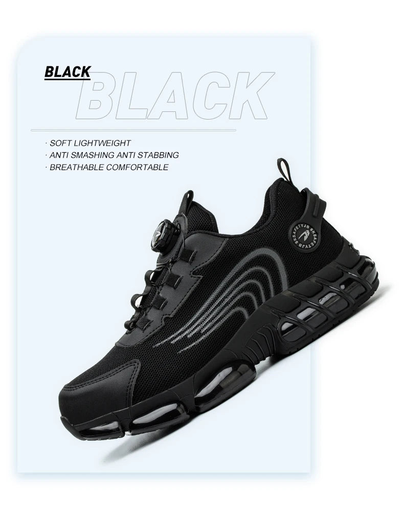 Rotating Button Safety Shoes Men For Work Sneakers Shoes Anti smash Puncture-Proof Protective Men Shoes Steel Toe Work Boots