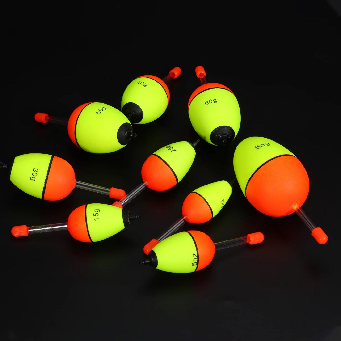 Sougayilang 5Pcs Night Light Fishing Buoy with High Visibility EVA Double Ribbon Big Belly Ball for Night Fishing and Long Throw