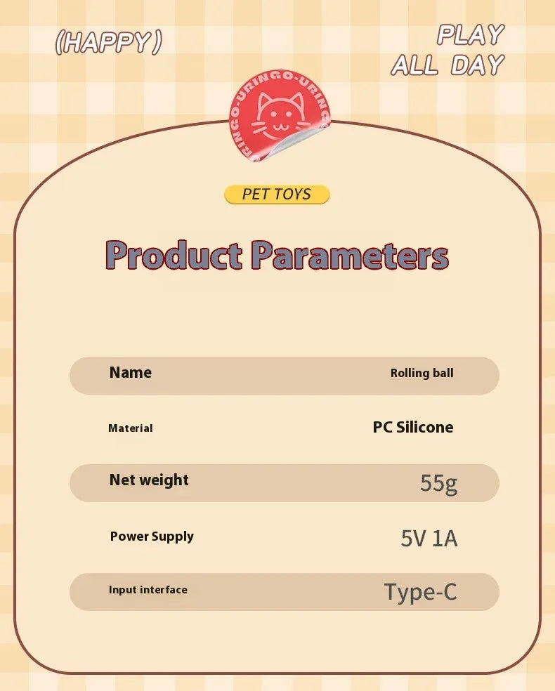 Interactive Smart Rolling Ball Toy for Cats & Dogs, Rechargeable Automatic Pet Play Toy