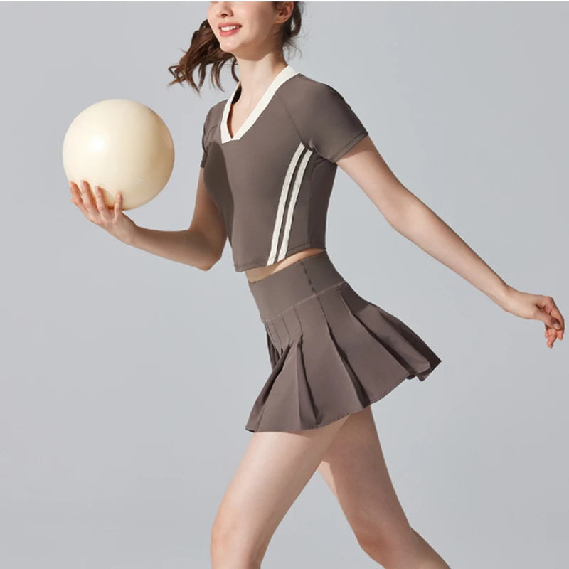 VITALINOVO Womens Girl High Waisted Pleated Tennis Skirt School A-Line Skater Skirts with Lining Shorts Golf Athletic Skort