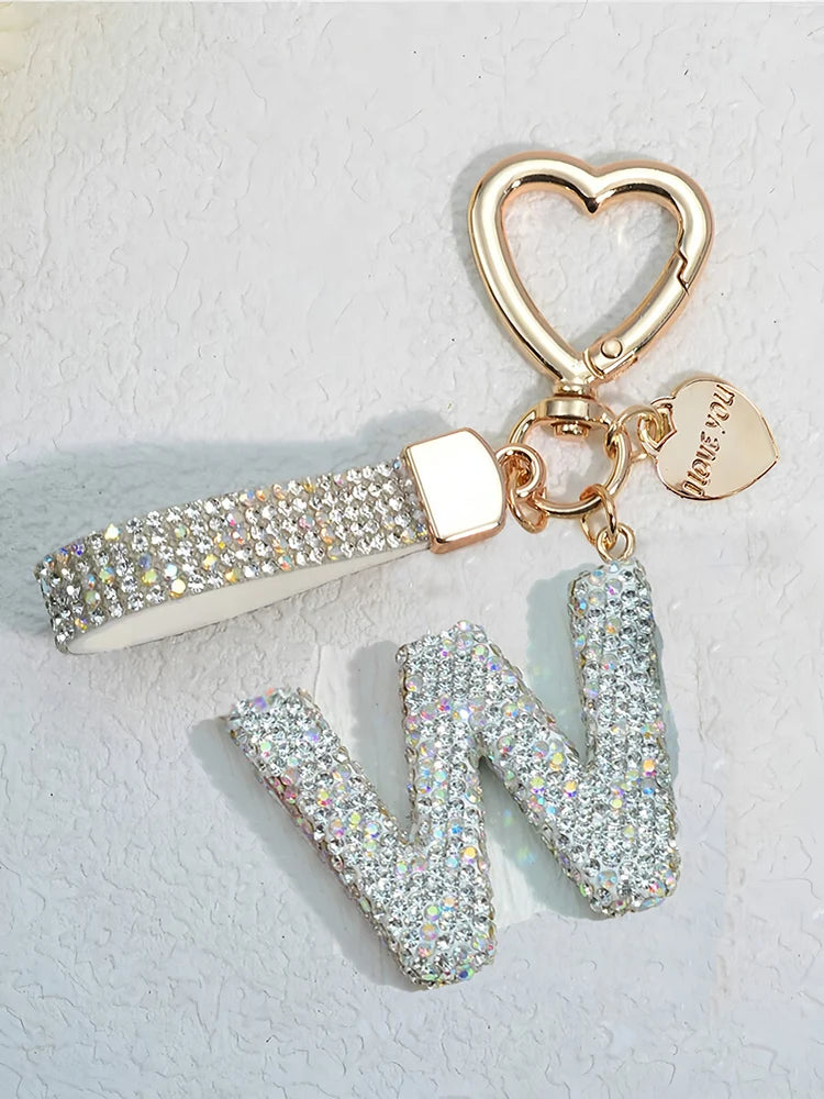 Elegant Diamond Letter Keychain – Lady Bag & Car Accessory