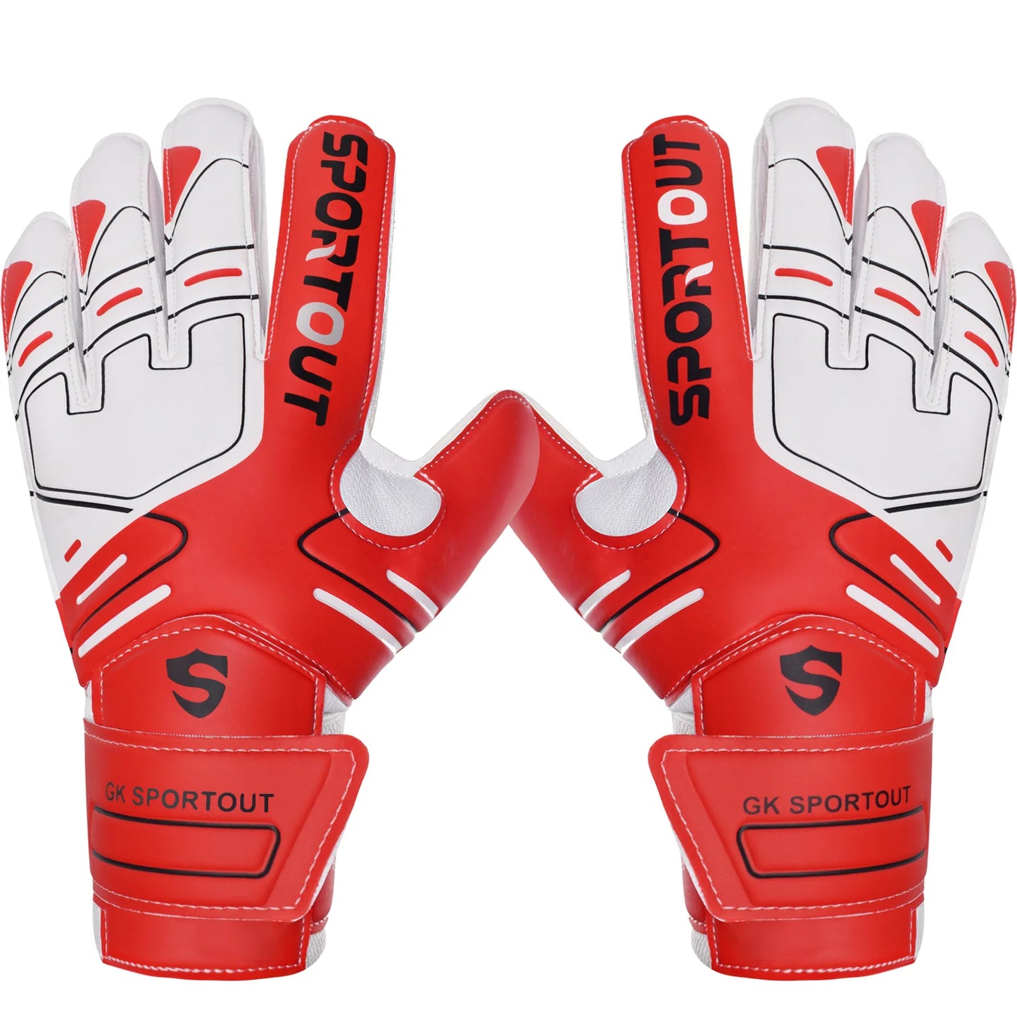 Sportout Youth&Adult Goalie Goalkeeper Gloves,Strong Grip for The Toughest Saves, with Fingerave& 4+3MM Latex