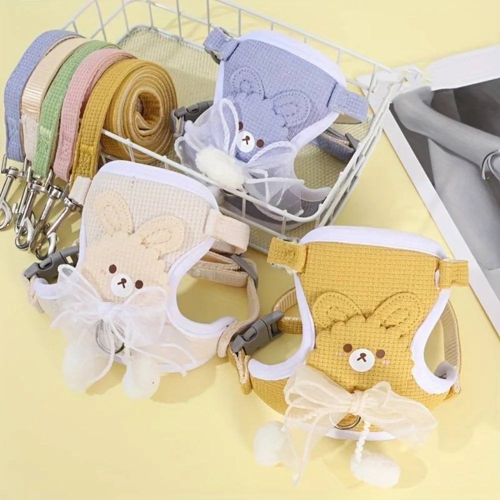 Adjustable Cat Dog Harness with Lead Leash Small Dogs Walking Puppy Dogs Collar Polyester Pet Accessories Chest