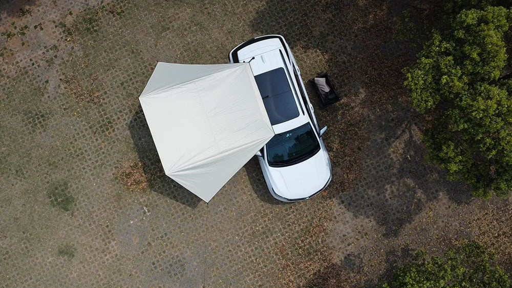 Car Side Awning With Suction Cup Anchors Black Waterproof UV Tent Shade