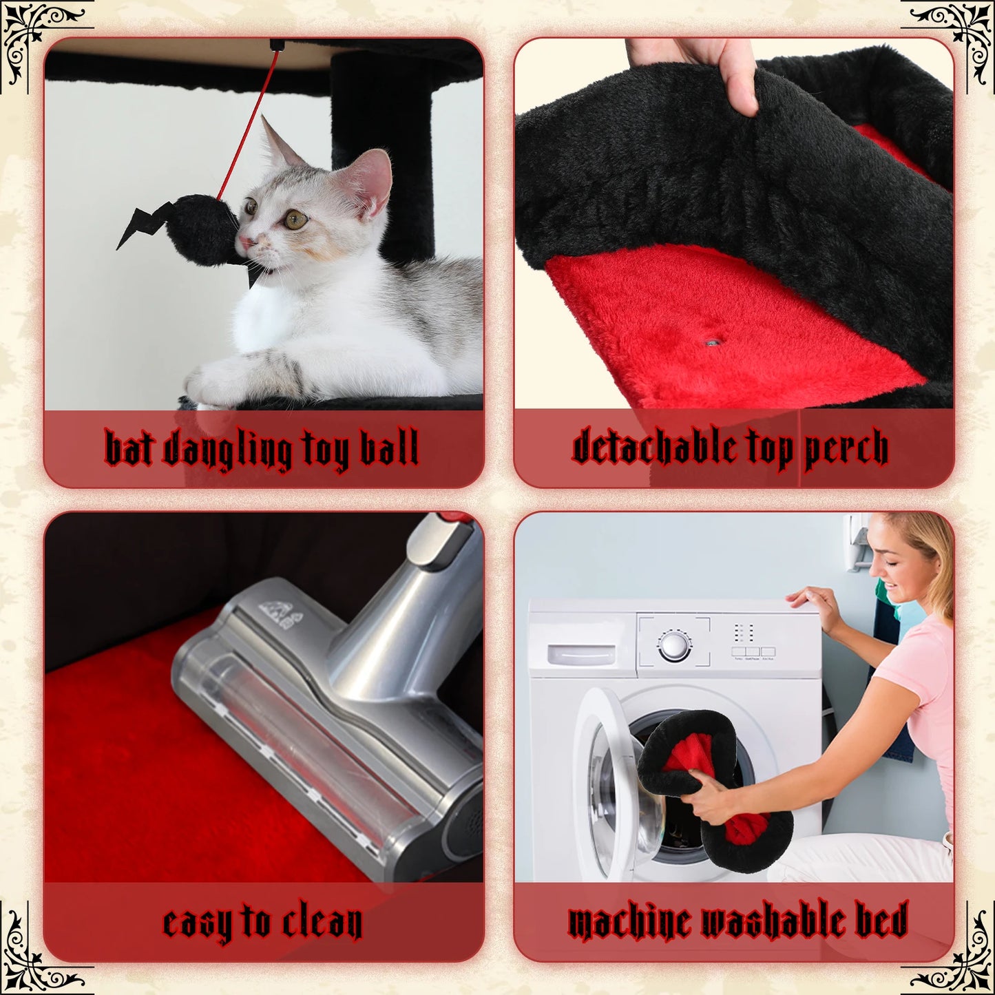 Cat Tree for Indoor Cats 5-Level Cat Tower for Large Cats with Large Hammock Sisal Covered Scratching Posts Cozy Condo Top Perch