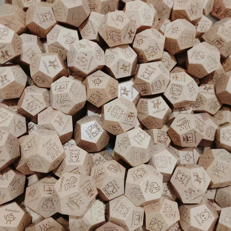 Wooden Dice for Couples, Food Decision Dice Game Gift Idea