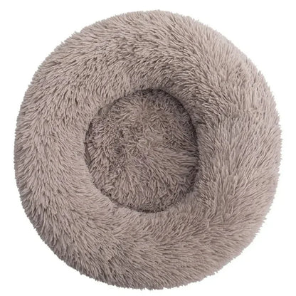 Round Plush Pet Bed For Dogs And Cats 40-90 Cm Diameter Fleece And Long Plush