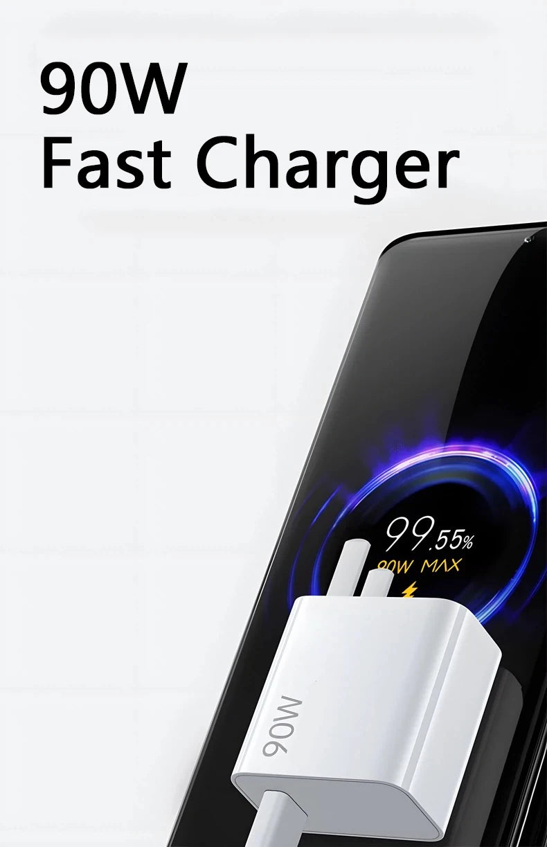 90W 6A Turbo Fast Wall Charger for Xiaomi 11 12 Lite 13T 14 Ultra Redmi Note 11T 12T 13 15Pro POCO F4 X5 USB Type C Charge Cable