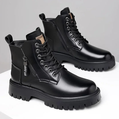 Winter Waterproof Genuine Leather Lace Up Ankle Boots For Men Outdoor