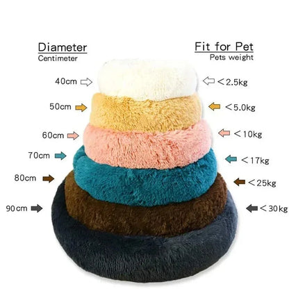 Round Plush Pet Bed for Cats and Dogs, Indoor Sofa