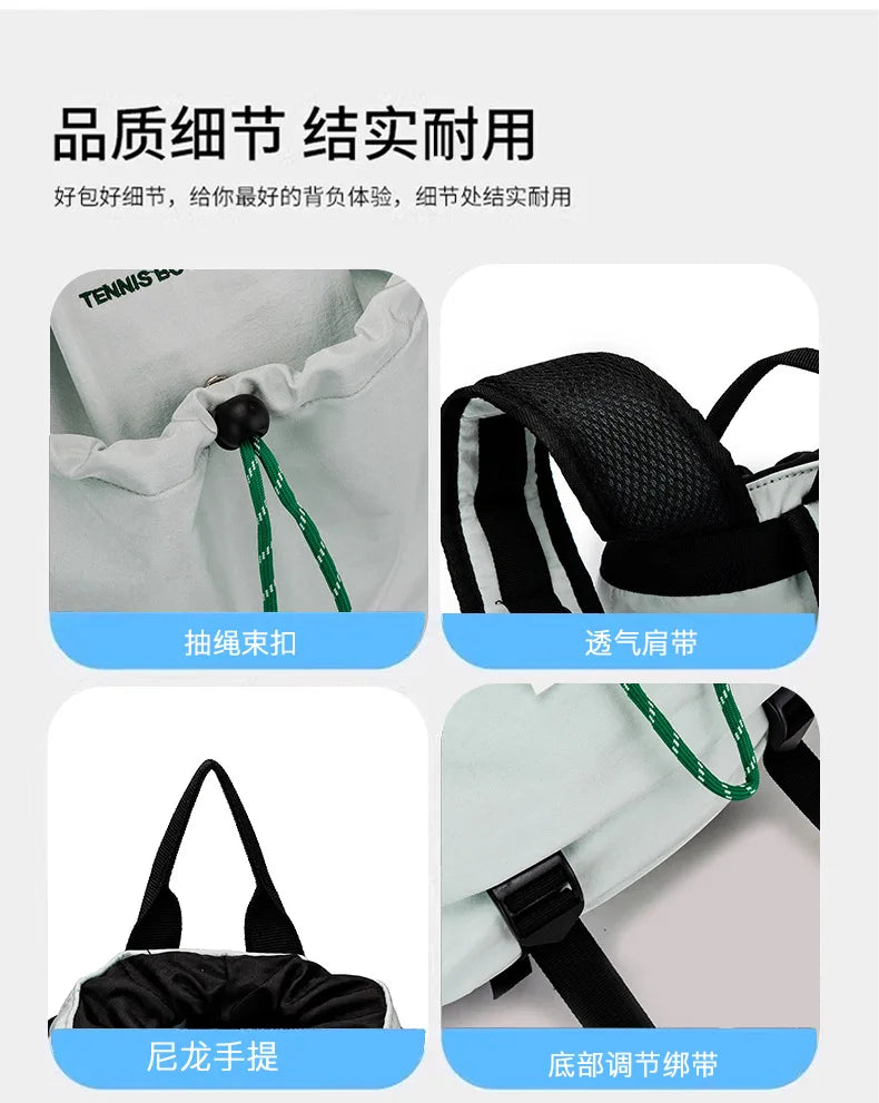 Portable Tennis Racket Bag Outdoor Sports Lightweight Drawstring Backpack for Men and Women, Hiking Bag.