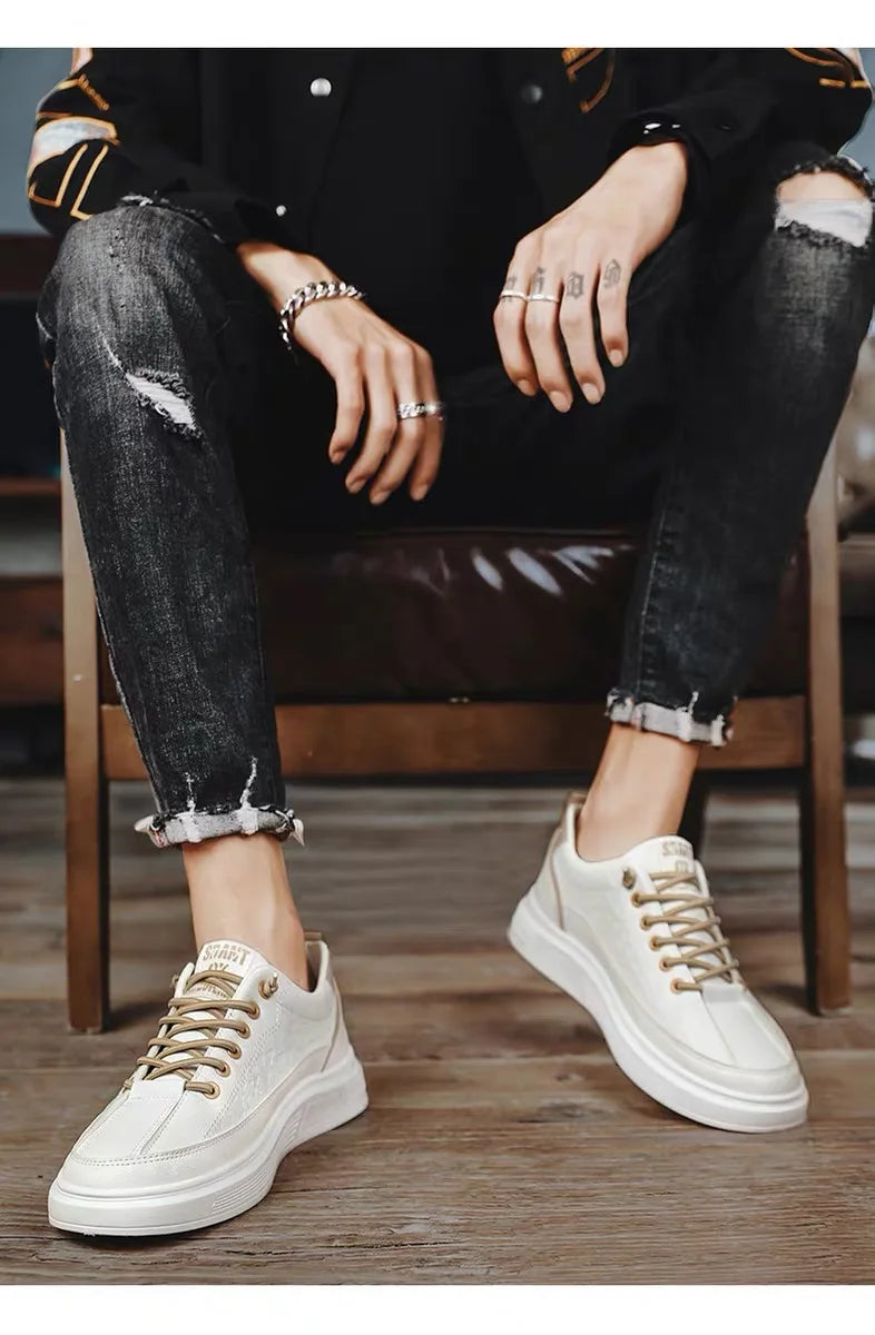 Fashion Men Casual Shoes White Platform Sneakers Outdoor Breathable Sport Shoes Lightweight Running Shoes Mens Tennis Shoes