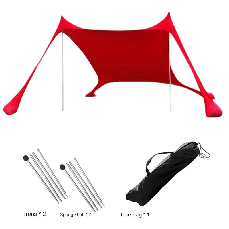 Camping Tent Outdoor Beach Awning UPF50+ Windproof All-in-One Beach Tent Portable Camping Picnic Outdoor Sun Protection Awning