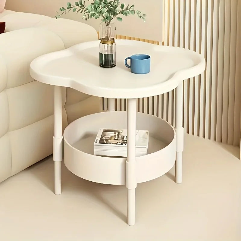 [Stylish Side Table] Stylish Modern Round Side Table with Storage Shelf | Space-Saving, Lightweight for Living Room, Bedroom