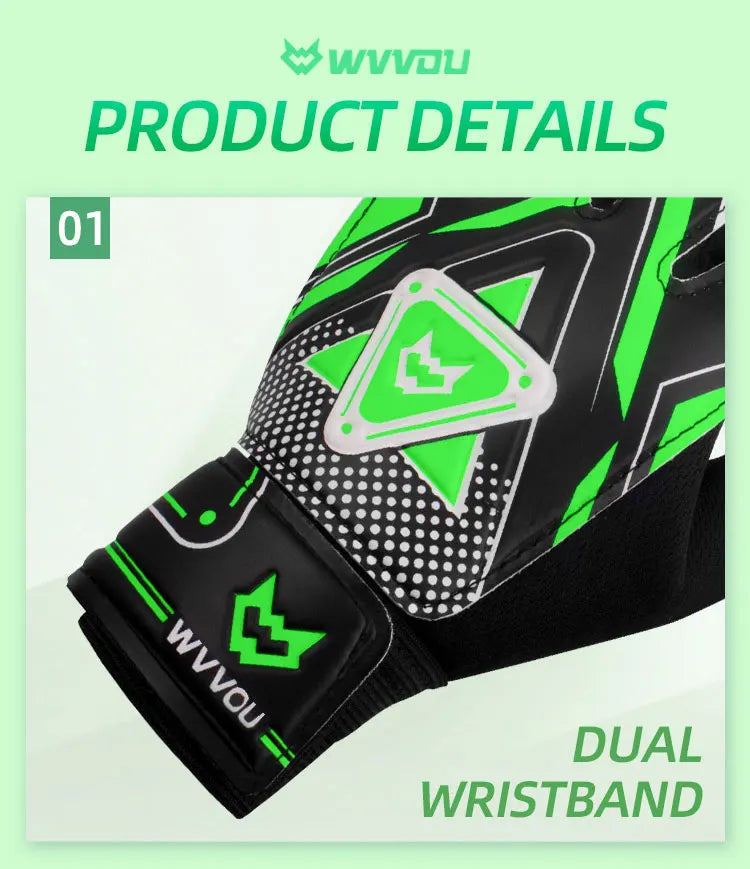 WVVOU Goalkeeper Gloves Children and Teenagers, Football Goalkeeper Gloves, Football Gloves, Double Protection, Portability
