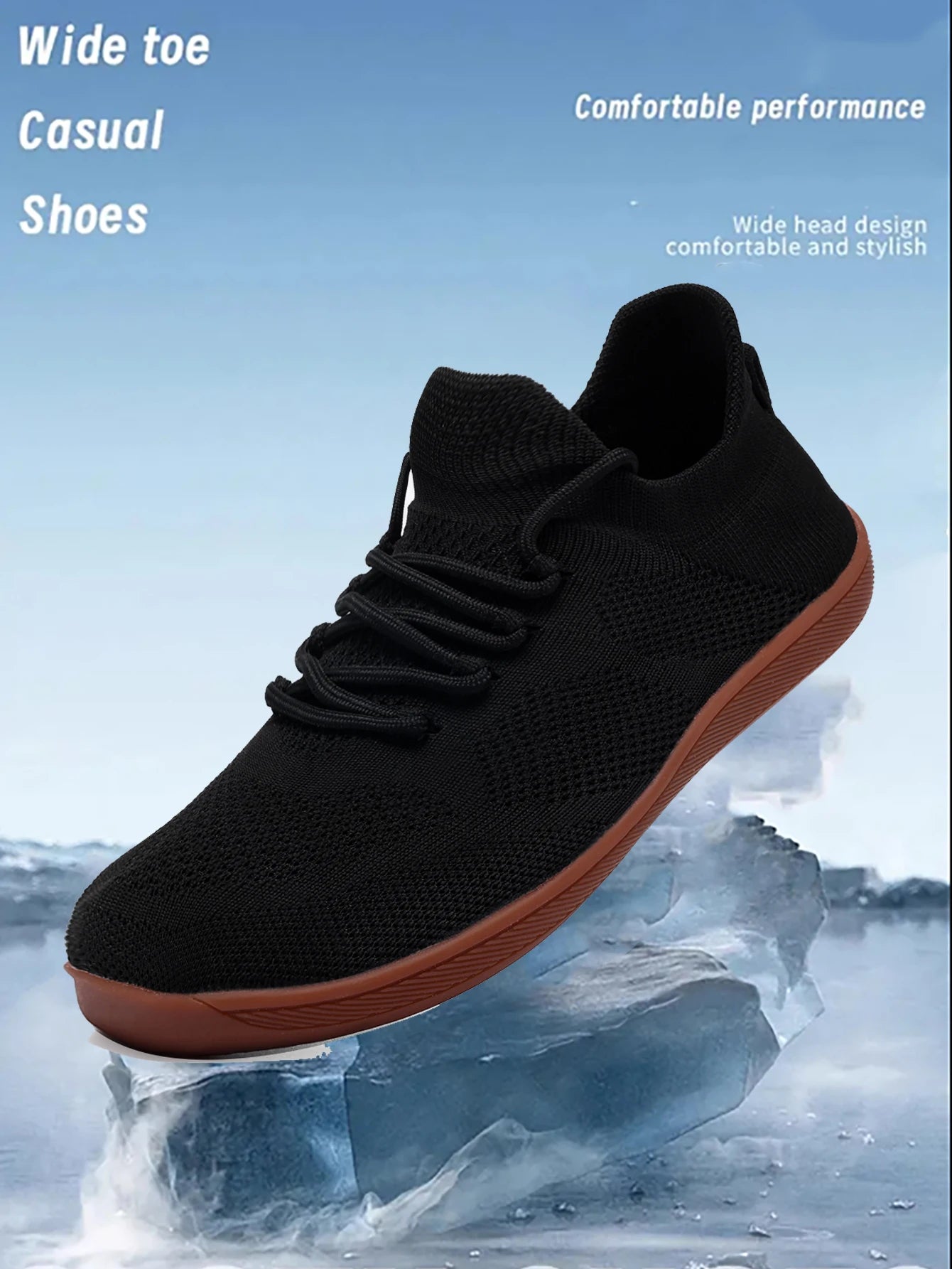 Wide-Toe Mens Walking Shoes With Breathable Mesh Microfiber