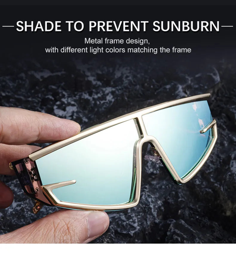 Y2K Punk Shield Sunglasses Square Frame UV400 Protection
