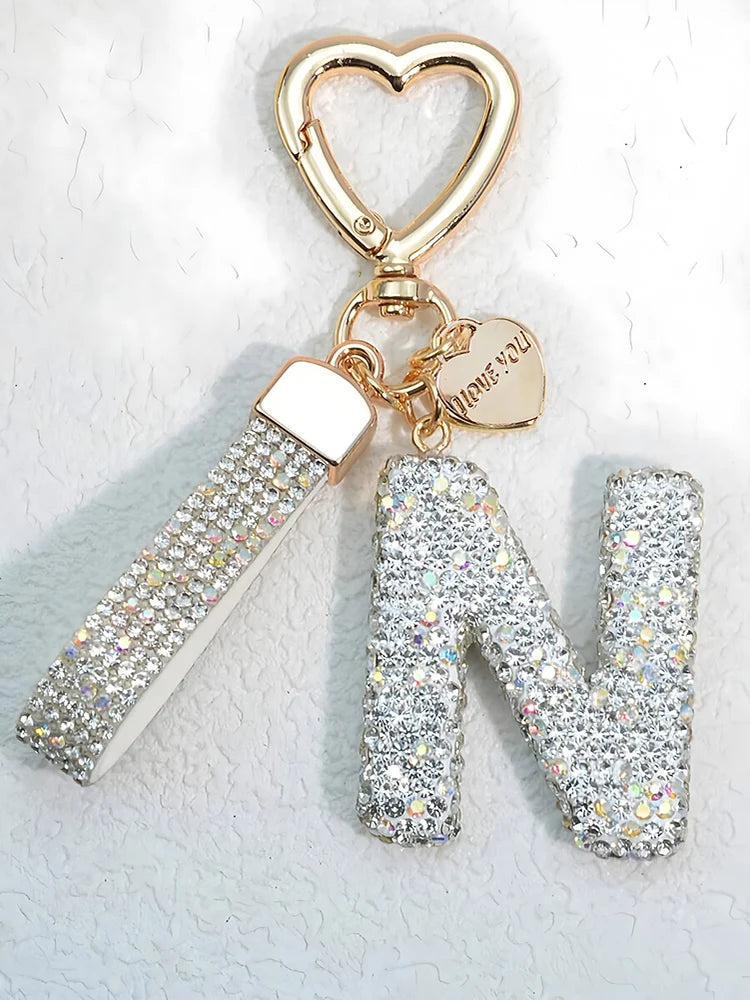 Elegant Diamond Letter Keychain – Lady Bag & Car Accessory
