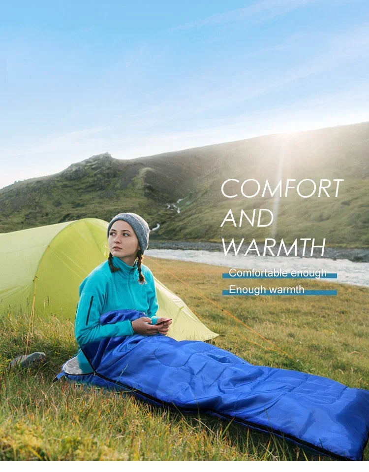 PACOONE Camping Sleeping Bag Lightweight 4 Season Warm Envelope Backpacking Outdoor Cotton Winter Sleeping Bag