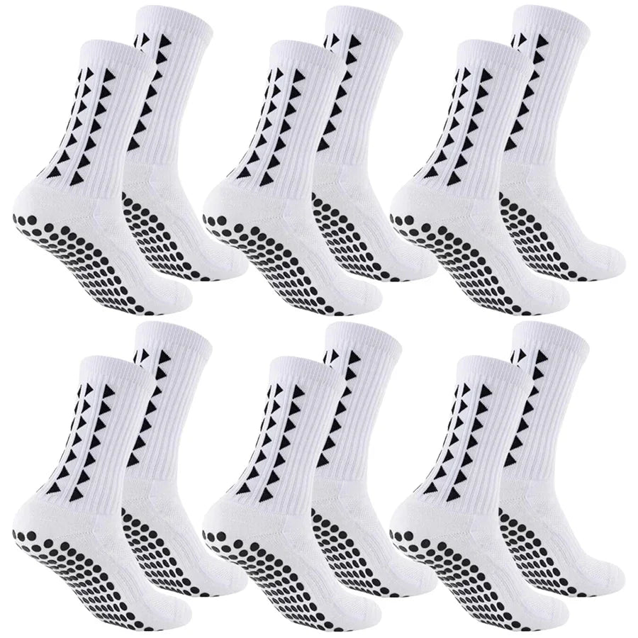 6 Pairs Multi-Sport Grip Socks, Towel Bottom Anti-Slip for Football Running Gym, Mens Womens Athletic Socks Set, Men Socks