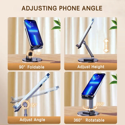 360 Degree Rotatable Metal Desk Phone and Tablet Holder Stand Universal