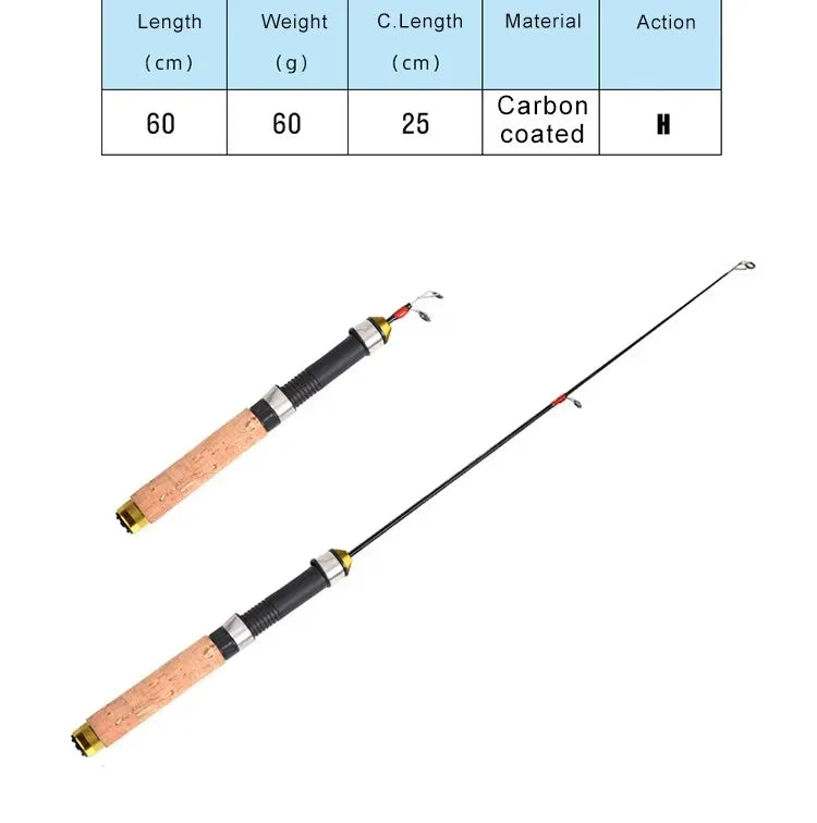 60cm mini shrimp fishingrods carbon telescopic pole ice fishing rod