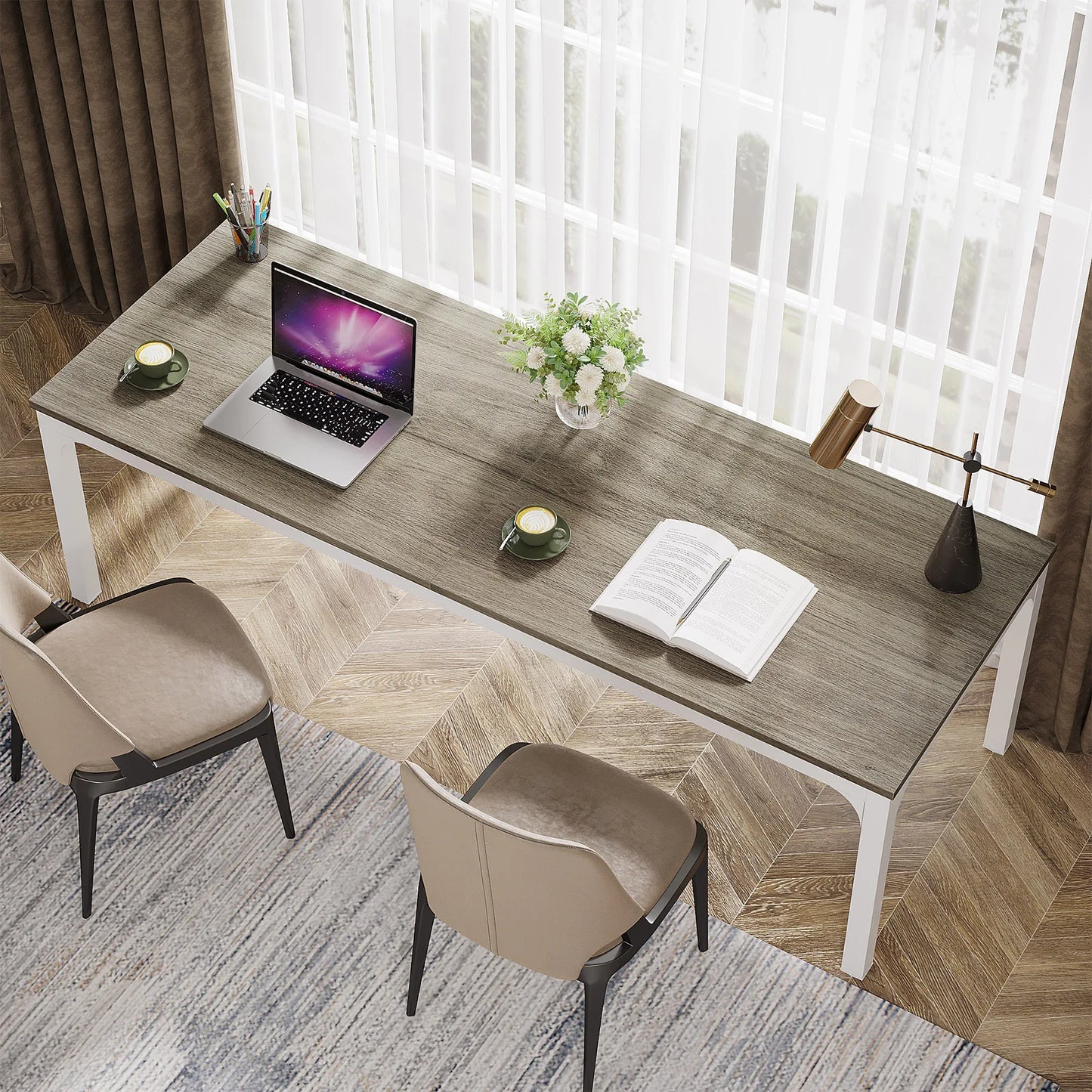 Tribesigns 78.7 Inches Extra Long Computer Desk 2 Person Desk, Double Long Desk, Workstaion for Home Office