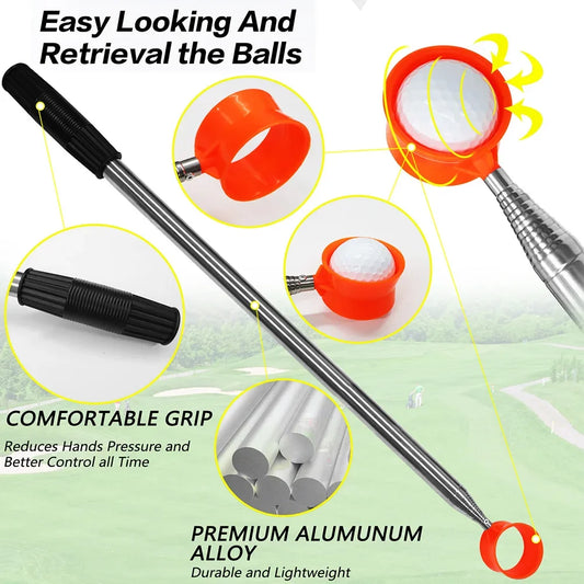 10/8 Sections Golf Ball Picker Telescopic Golf Ball Retriever Retriever Pick Up Grabber Claw Sucker Tools Golf Training Ball Tee