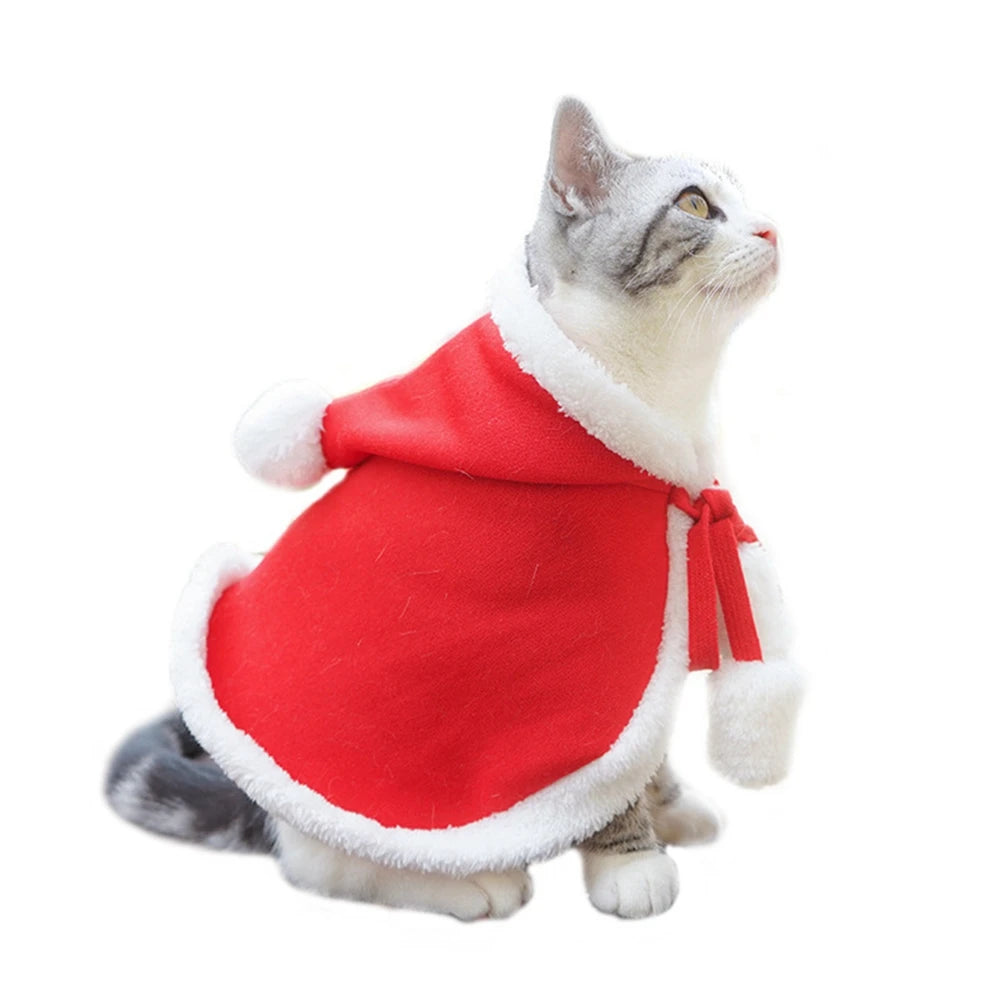 Christmas Pet Cloak Santa Cosplay Elk Costume Dog Puppy Hoodie Coat Clothes for Small Dog Cat Costumes Soft Plush Warm Outfit
