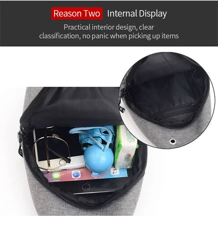 Waterproof Large Capacity Fanny Pack Nylon Canvas 31x17x5 cm Black Gray Blue