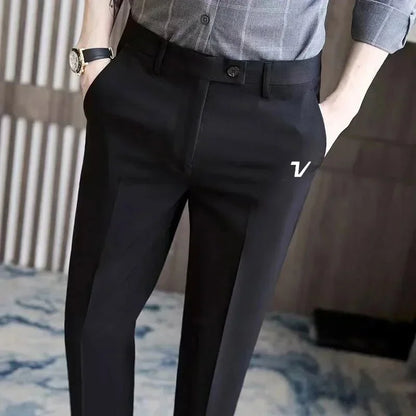 Men's Slim-Fit Golf Trousers Casual Drape Acrylic Fabric