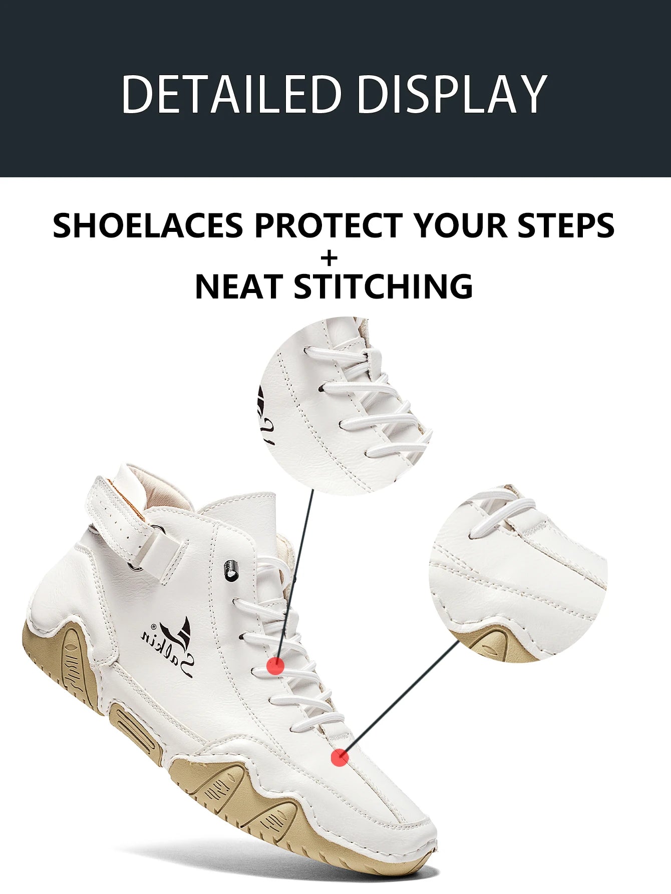 Handmade Outdoor Men Boots Men Casual Leather Shoes Autumn Retro Breathable Casual Men's Sneakers White Lace Up Ankle Boots