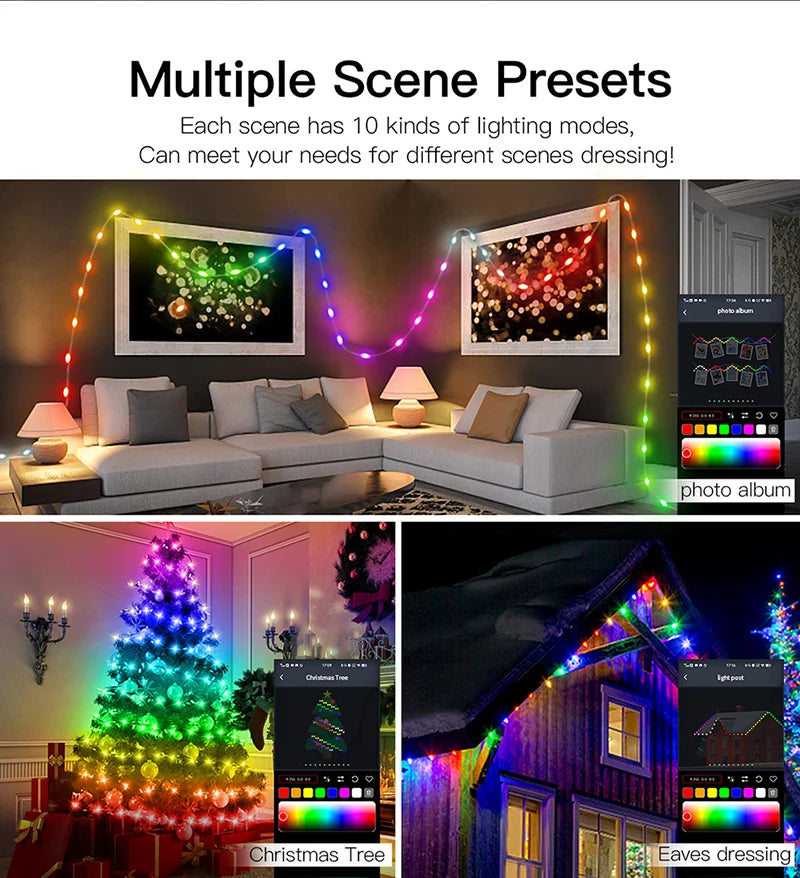 Waterproof RGB Smart String Lights for Curtain & Party Decor