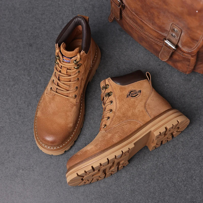 High Quality Men Shoes Genuine Leather Men Boots Outdoor Casual Shoes for Men Platform Boots Plush Ankle Boots Botas Para Hombre