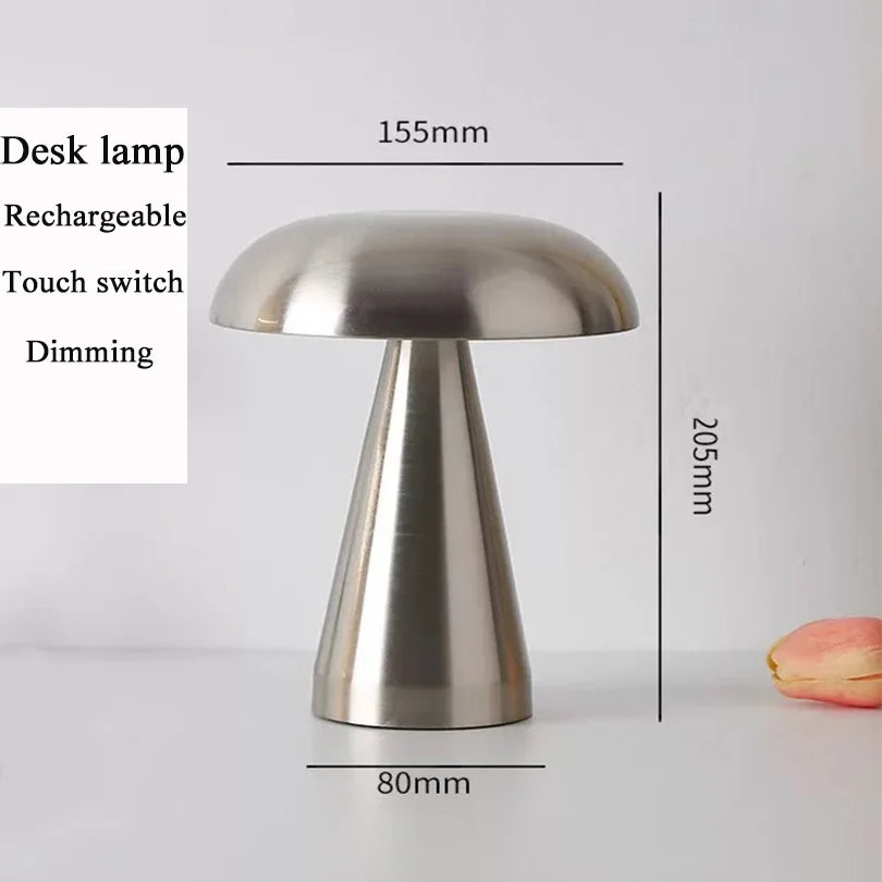 LED Table Lamp Retro Mushroom  Touch Sensor Bedside Lamp Rechargeable Reading Lights For Bedroom Restaurant Bar Decor Lighting