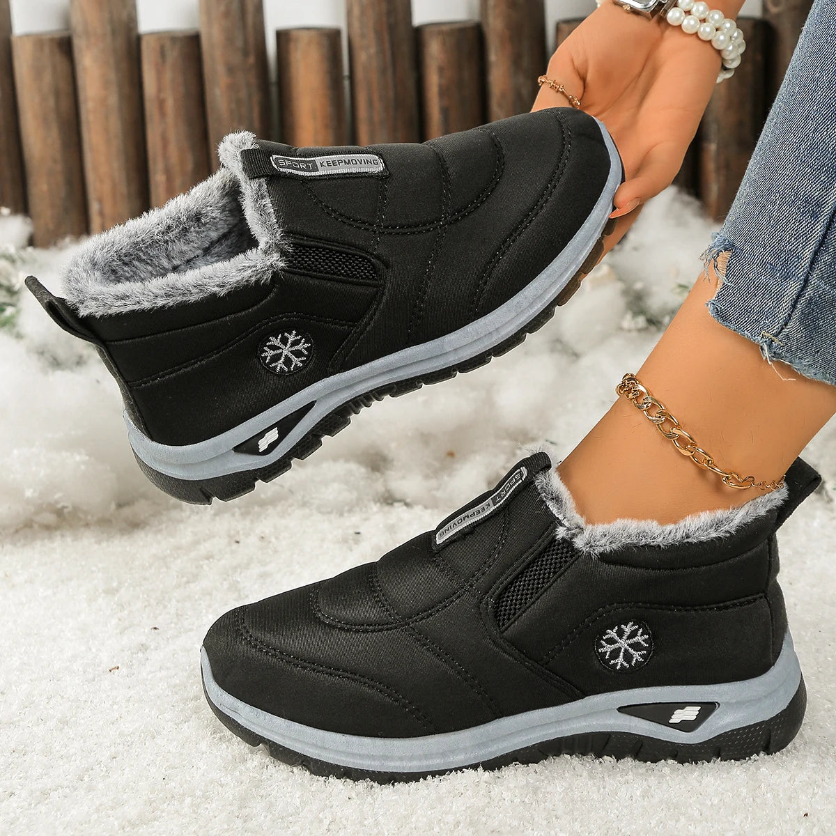Women's shoes, casual shoes, fleece, thickened, warm, soft-soled, anti-slip and comfortable snow boots