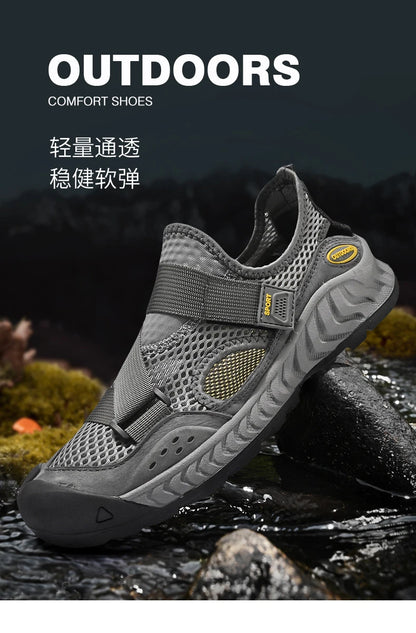 Men's Genuine Leather Sandals Casual Outdoor Beach Shoes