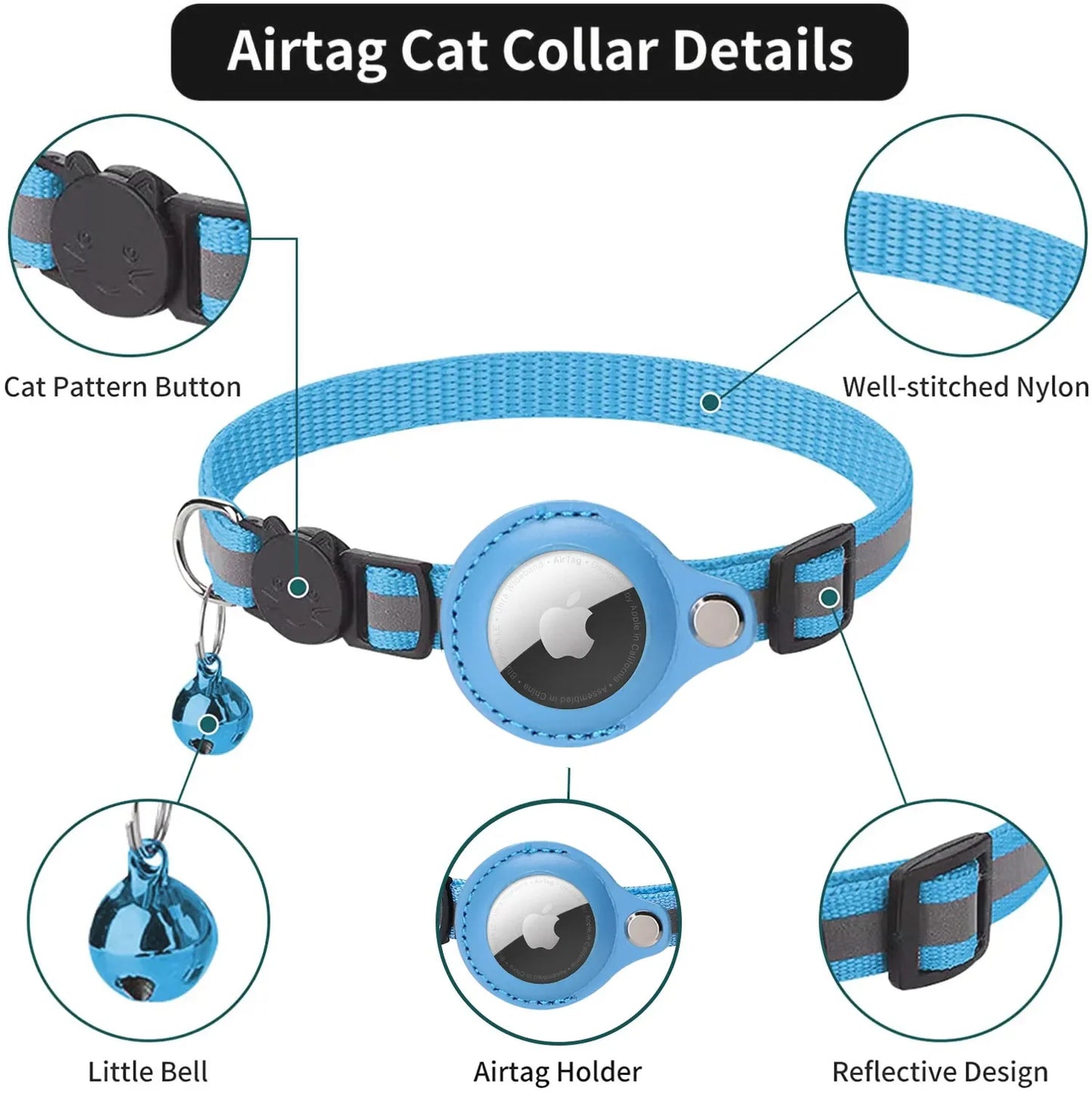 Cat GPS Tracker Collar Waterproof Anti-Lost Pet Tracker Bluetooth Locator for Pet Lightweight Smart Collar for Safe Pet Tracking