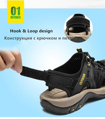 Men's Genuine Leather Sandals Non Slip Outdoor Beach