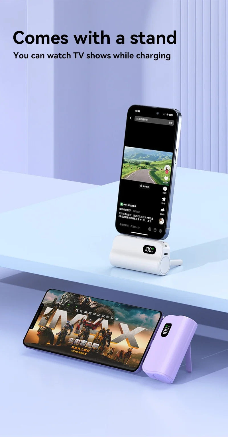 Mini Capsule 50000mAh High Capacity Power Bank Portable Wireless Fast Charging External Battery For iPhone Huawei Samsung