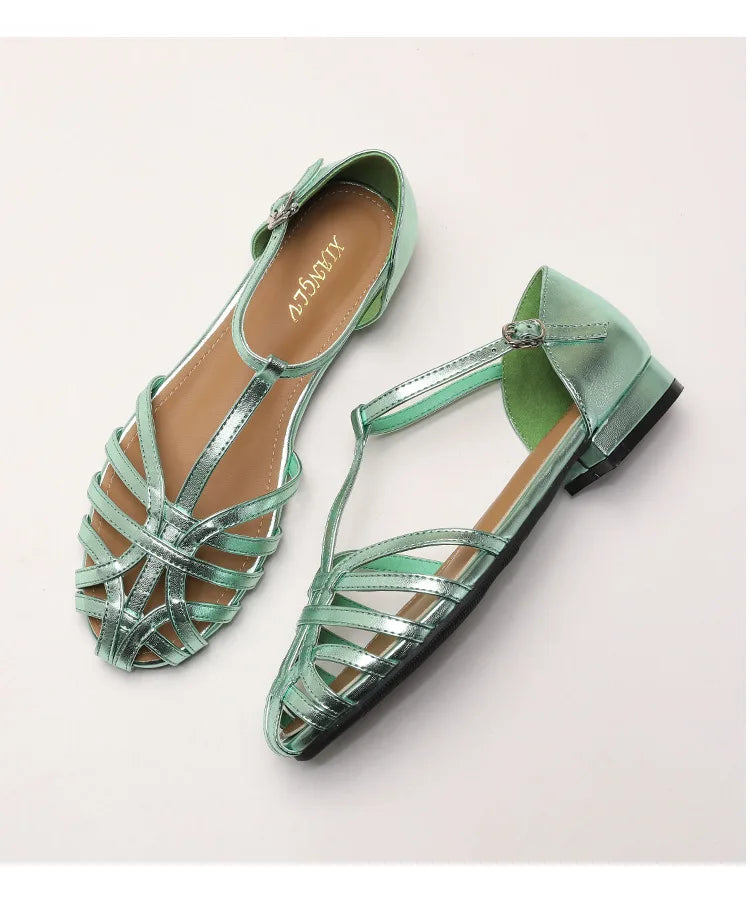 ZAROY Summer Cross Strap Flat Sandals Women Round Toe Ankle Buckle Hollow Casual Roman Sandalia Zapatos De Mujer сандали