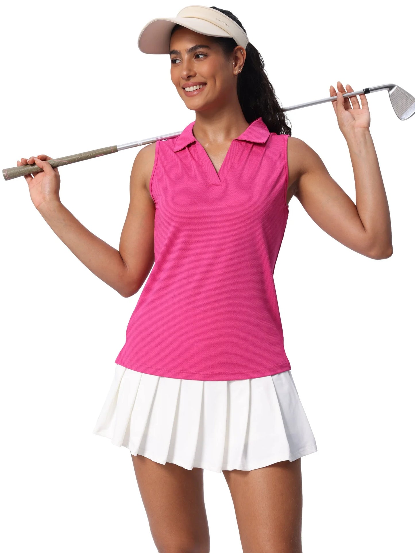 Women's Sleeveless Golf Shirts UPF 50+ Quickly Dry Tennis Polo Lightweight Sports Athletic Tank Tops