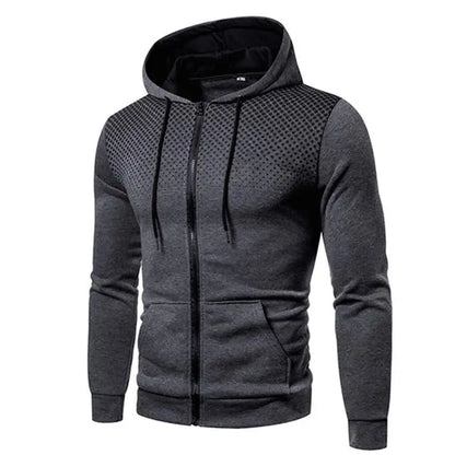 Men's Zipper Hoodie, Polyester, Printed Outdoor Casual Wear, Sizes S M L