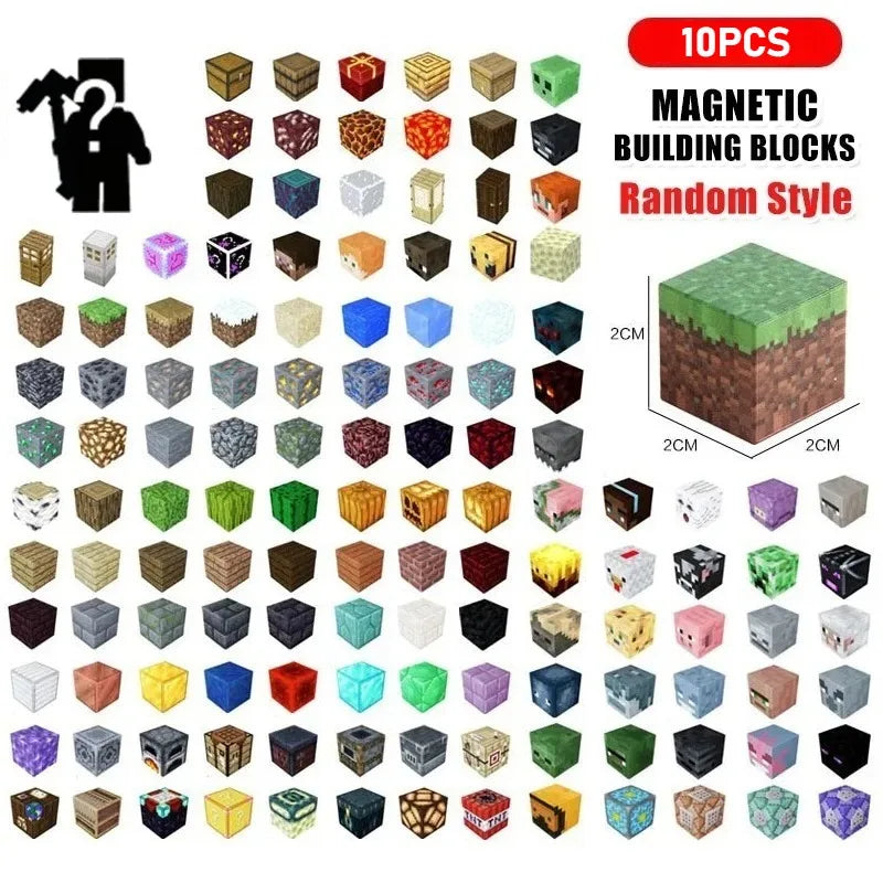 Random Magnetic Building Blocks Mine World Building Toys Boy Girl DIY STEM Montessori Sensory Cubes Toddlers Education Gift
